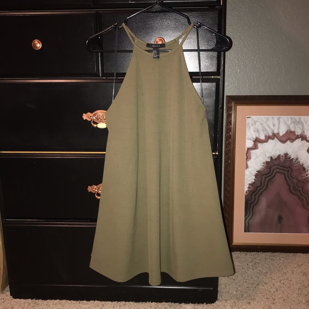Olive Green Halter Dress